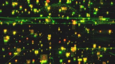 people connection at abstract social network in big data concept footage with a global linked flow of people portraits on the background of the earth silhouette, 3d rendering 4K video.