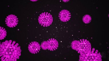 Koronavirüsün 3 boyutlu canlandırması. Bakteri ve virüs salgını, Coronavirus 2020 gibi mikroorganizmalara neden olan hastalık.