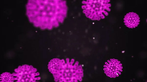 3D-animering återgivning av ett coronavirus. Patogenutbrott av bakterier och virus, sjukdomar som orsakar mikroorganismer som Coronavirus 2020 — Stockfoto