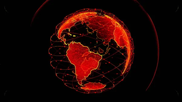 Глобальная сеть подключения мира абстрактной 3D рендеринга спутников Starlink. Спутники создают oneweb или skybridge окружающей планеты передавая сложность большие данные наводнения современные цифровые — стоковое фото