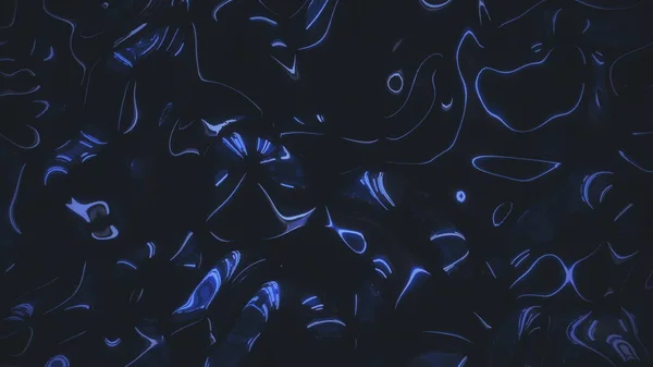 Ondas holográficas móveis abstratas com fundo de textura de folha iridescente azul. Loop gráfico de movimento projetado digital de fluido metálico. Conceito de fundo abstrato de renderização 3D em 4K . — Fotografia de Stock