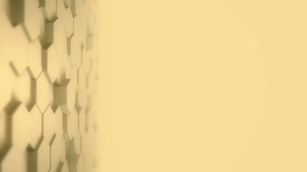 Astratto Esagono Superficie del desktop geometrica Liscio Spostare la luce brillante pulito minimale modello di griglia esagonale, casuale movimento ondulatorio 3D rendering sfondo tela in pianura parete vuota architettonica 4K UHD — Video Stock