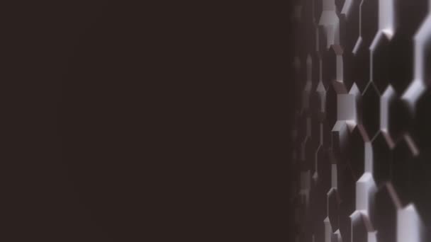 Аннотация Hexagon Geometric desktop Surface Smooth Move light bright clean minimal hexagonal grid model, random waving move 3D rendering background canvas in plain architectural blank wall 4K UHD — стоковое видео
