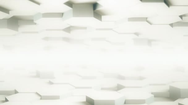 abstrait hexagone géométrique bureau surface lisse déplacer lumière lumineux propre modèle de grille hexagonale minimale, mouvement d'ondulation aléatoire toile de fond de rendu 3D dans un mur vide architectural simple 4K UHD