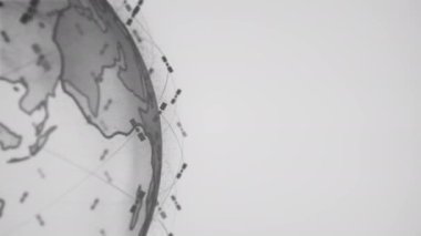 4K 'da siyah arkaplan üzerine konsept canlandırma konsepti için küresel telekomünikasyon uyduları sistemi tarafından kablosuz internet veri kablosuz bağlantısıName