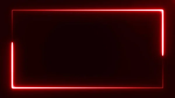 Beautiful bright red light neon rectangle frame on black background, abstract digital 3d rendering 4K video — Stockfoto
