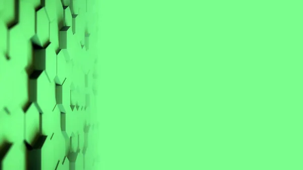 Abstraktes Sechseck Geometrische Desktop Oberfläche Glatte Bewegung Licht hell sauber minimale sechseckige Gittermodell, zufällige Wellenbewegung 3D Rendering Hintergrund Leinwand in einfachen architektonischen leeren Wand 4K UHD — Stockfoto