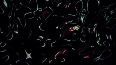 Pembe, gümüş ve siyah renkli yanardöner metalik dalgalı yansıma yüzeyi. 3D canlandırılmış 4K video içerisindeki modaya uygun sıvı soyutlama akışı.