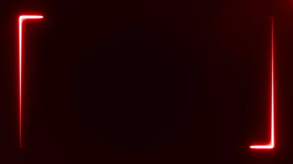 Bella luce rossa brillante cornice rettangolo al neon su sfondo nero, astratto digitale 3d rendering video 4K — Foto Stock