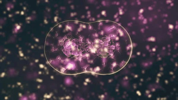 感染生物内部のコロナウイルス2019-nConvの病原体は、黒の背景に茶色の丸型細胞として示されています。2019-nCV 、 SARS 、 H1N1 、 MERSなどの流行ウイルスの概念。3Dレンダリング4Kビデオ. — ストック写真