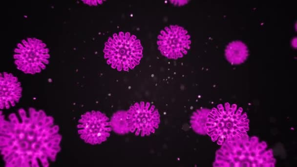 Rendu d'animation 3D d'un coronavirus. Éclosion de bactéries et de virus pathogènes, maladie causant des micro-organismes comme le Coronavirus 2020 — Video