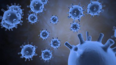 Virüsün 3 boyutlu görüntüsü. Patojenler, yeni 2019-ncov koronovirüsü hakkında bilgi, Sars. Çin 'deki salgın.
