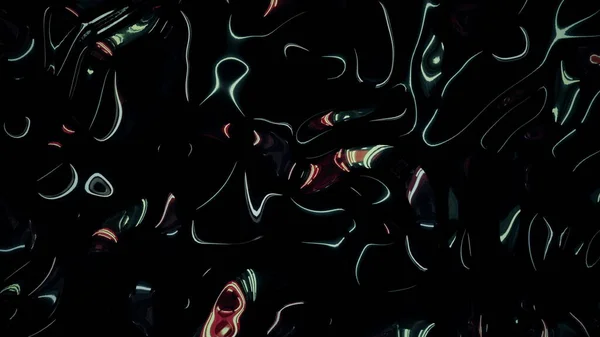 Roz, argintiu și negru de culoare irizată suprafață de reflecție ondulată metalică. Flux de abstracție fluidă la modă în 3D redare video 4K animat . — Fotografie, imagine de stoc