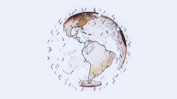 Globo de dados de terra digital - satélites de renderização 3D abstratos conexão de rede starlink do mundo. satélites criar oneweb ou skybridge em torno do planeta transportando complexidade big data inundar o — Vídeo de Stock