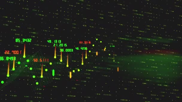 Mercado de ações. Valores do mercado de ações. Taxa de mercado de ações. Mercado de ações Taxa de câmbio de dados Investimento Lucra Animação de fundo infográfico. Renderização 3d — Vídeo de Stock