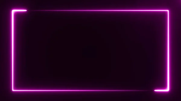 bright purple light neon frame on black background, abstract digital 3d rendering 4K video