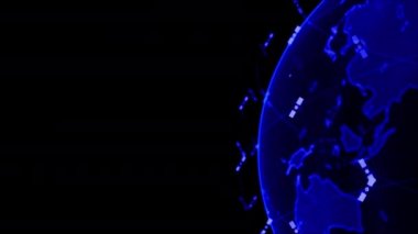 4K 'da siyah arkaplan üzerine konsept canlandırma konsepti için küresel telekomünikasyon uyduları sistemi tarafından kablosuz internet veri kablosuz bağlantısıName