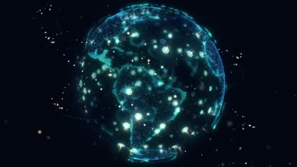 Abstrait rendu 3D satellites starlink réseau, globe de données numériques de la terre - connecter le monde. satellites créent unweb ou un pont aérien autour de la planète transmettant des mégadonnées complexes inondent le — Video