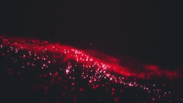 Niewyraźne ruch cząstek tło błyszczące błyszczące i błyszczące cząstki gwiazdy iskry bokeh ruchStreszczenie Cyfrowa fala tło ciemnoczerwony 3d renderowanie animacja — Wideo stockowe