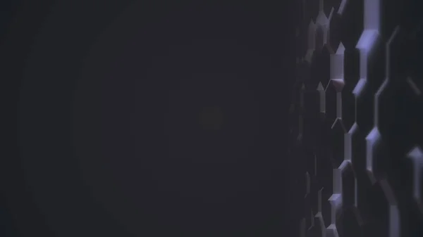 Abstraktes Sechseck Geometrische Desktop Oberfläche Glatte Bewegung Licht hell sauber minimale sechseckige Gittermodell, zufällige Wellenbewegung 3D Rendering Hintergrund Leinwand in einfachen architektonischen leeren Wand 4K UHD — Stockfoto
