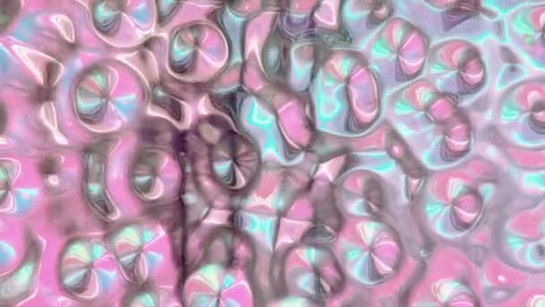 Textura metálica colorida iridiscente brillante de la luz en fondo holográfico moderno abstracto. Superficie de reflexión ondulada de color rosa, azul y azul. Gráfico de movimiento de renderizado 3D en bucle en 4K. — Vídeos de Stock