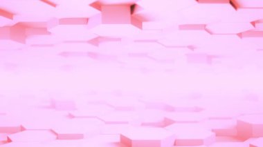 Soyut pembe Hexagon geometrik masaüstü yüzey pürüzsüz hareket ışık parlak temiz minimal Altıgen ızgara modeli, rasgele sallama hareket 3D render arka plan tuval düz mimari boş duvar 4k UHD