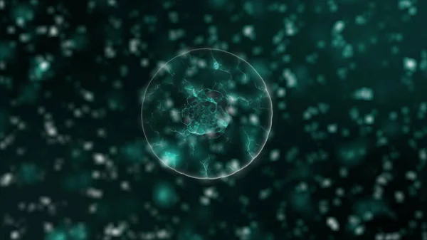 Patógeno do coronavírus 2019-nCov se move dentro do organismo apresentado como células verdes em fundo preto. Casos de estirpe de vírus perigosos como coronavírus, SARS, conceito MERS. 3d renderização close up 4k vídeo. — Fotografia de Stock