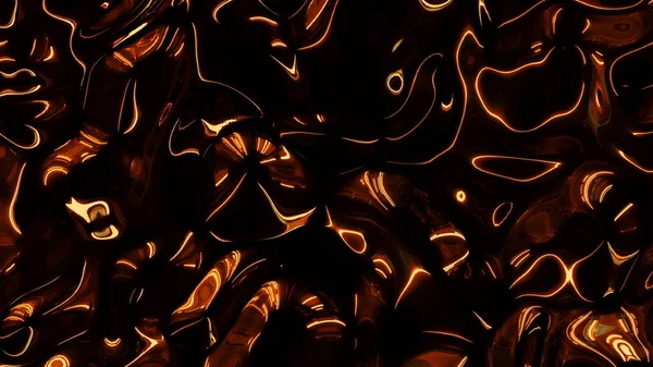 흐르는 물결과 깊은 그림자가 있는 검은 청동 금속 질감. 3D 렌더링 홀로 추상적 배경의 아름다운 반사 흐름 4K 비디오. — 스톡 사진