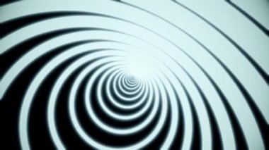 Parlak beyaz çizgiler kesişiyor ve siyah arkaplanda neon daire tüneli oluşturuyor. Dar neon çizgilerin geometrik hareket arkaplanı. 3B görüntüleme 4k.