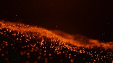 Bulanık parçacık hareket arkaplanı parıldıyor ve parlak parçacıklar yıldızları Bokeh hareketini kıvılcımlandırıyor Soyut Dijital dalga arka planı koyu kırmızı 3d canlandırma