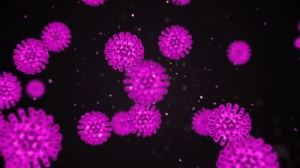 コロナウイルスの3Dアニメーションレンダリング。細菌やウイルスの病原性感染症コロナウイルスのような微生物を引き起こす病気2020 — ストック動画