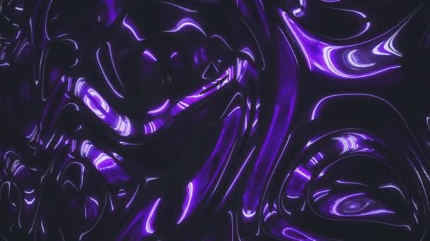 Superficie de color púrpura vibrante metálico iridiscente con ondas en movimiento. Concepto patrón líquido fondo holográfico. Renderizado 3D en bucle 4K. — Vídeo de stock