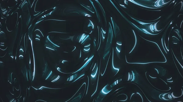 Textura metálica de color azul oscuro con ondas en movimiento y sombras profundas. Diseño gráfico abstracto elegante 3D renderizado fondo holográfico video 4K . — Foto de Stock