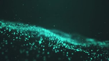 Soyut Dijital dalga arka planı koyu mavi 3d canlandırma bulanık parçacık hareket arkaplanı parıldıyor ve parıldayan parçacıklar Bokeh hareketini ateşliyor
