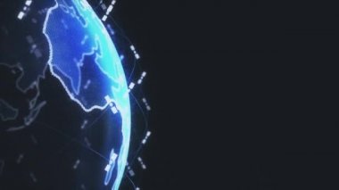 Soyut 3D görüntüleme uyduları yıldız bağlantı ağı, dijital dünya veri küresi - dünyayı birbirine bağlar. Uydular gezegeni çevreleyen bir ağ ya da gökyüzü köprüsü oluşturur. Karmaşıklık taşıyan büyük veriler taşar.