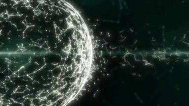 atom ve pleksus yapısı ile soyut küre. Kıta oluşturan dijital teknoloji uydusu. 3d render