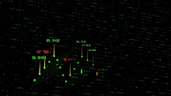Animierte Diagramme mit Finanzinformationen zum Aktienmarkt, Aktien, Handel, Kerzenmuster, Bärenmarkt, Bullenmarkt, Handel. 3D-Darstellung — Stockfoto