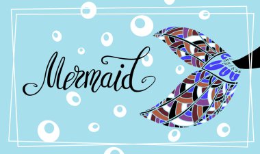 Beautiful color patterned magical tail of a mermaid.  clipart