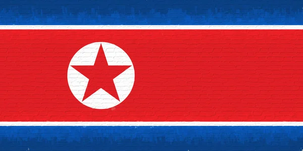 북한 벽의 국기. — 스톡 사진