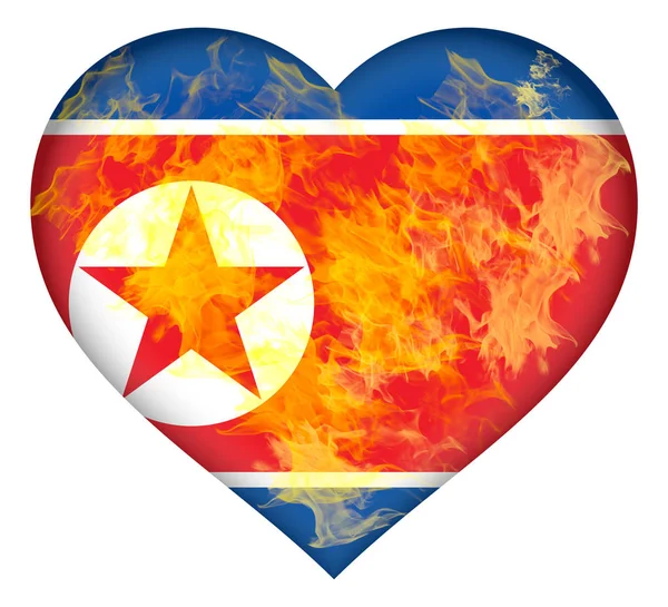 Bandiera della Corea del Nord Heart Flame — Foto Stock