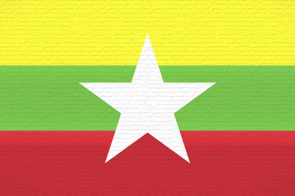 Flagge der myanmarischen Mauer. — Stockfoto