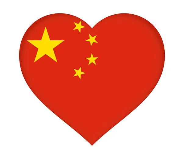 Çin kalp bayrağı. — Stok fotoğraf