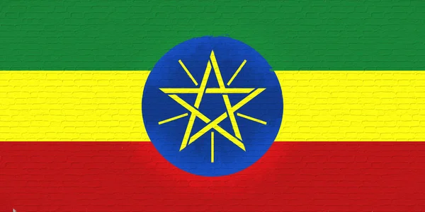 Vlag van Ethiopië muur. — Stockfoto