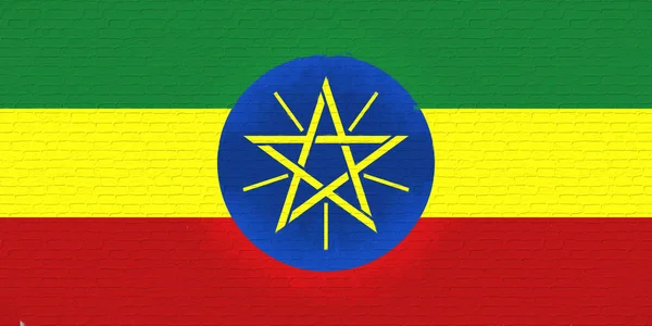 Vlag van Ethiopië muur. — Stockfoto