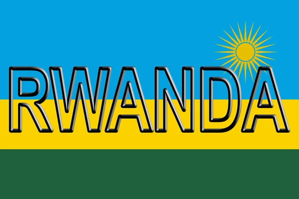 Rwandas flagg Ord . – stockfoto