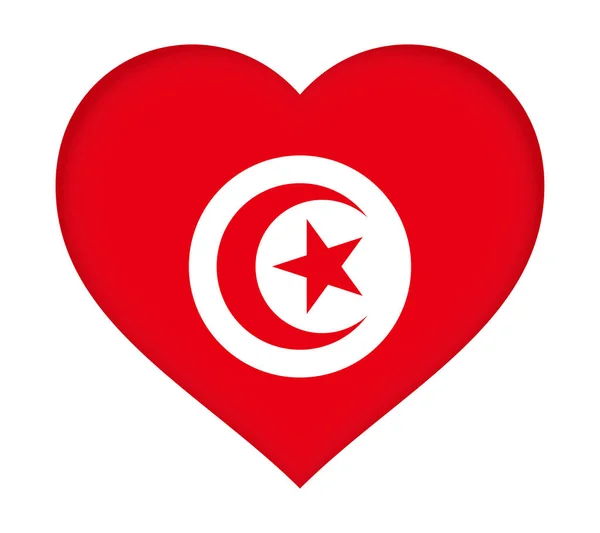 Szív Tunézia zászlaja — Stock Fotó