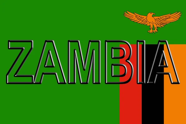 Flagge von Sambia Wort. — Stockfoto