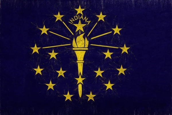 印第安纳州 Grunge 的旗帜 — 图库照片