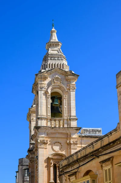 Kościół Dzwonnica Kościoła Parafialnego Stella Maris Miejscowości Sliema Malta — Zdjęcie stockowe