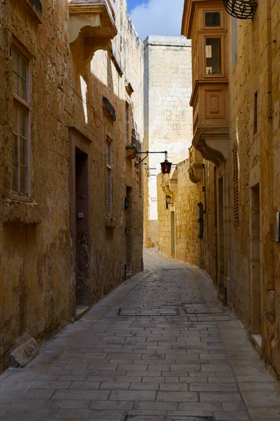 Straße Der Stillen Stadt Mdina Auf Der Insel Malta Mdina — Stockfoto